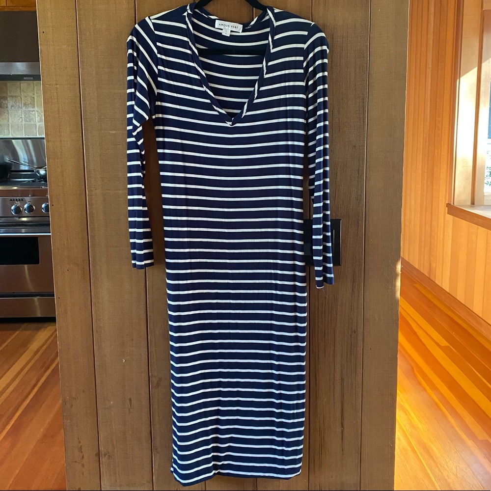 Amour Vert striped midi dress